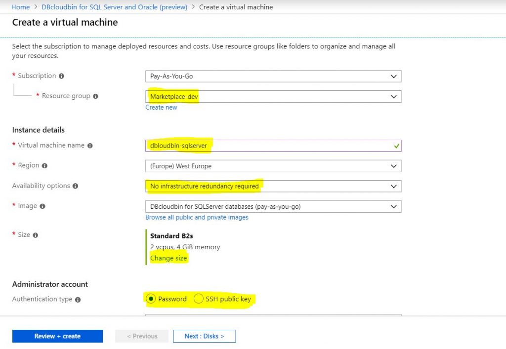 Azure deployment - Database downsizing to Cloud Object Storage