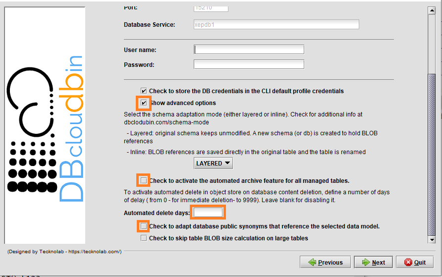 dbcloudbin automated archive and delete